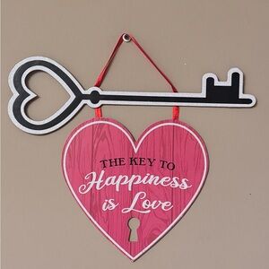 Heart and Key Wall Decor - Pink and Black